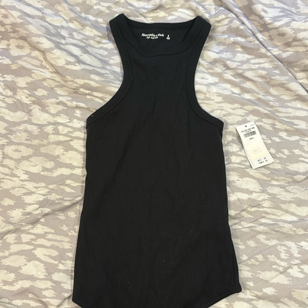 A+F Black Ribbed Scuba Racerback Tank Bodysuit